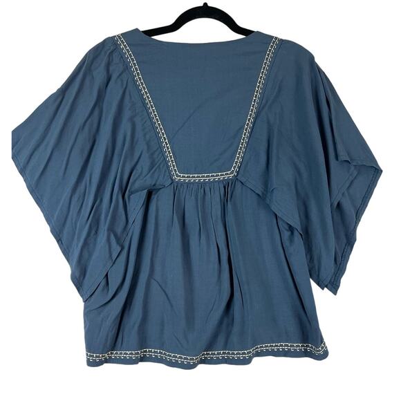 Ya Los Angeles Blue Embroidered Peasant Blouse Sz - Picture 2 of 9